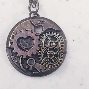 Steampunk Heart Gear 1" Pendant Necklace